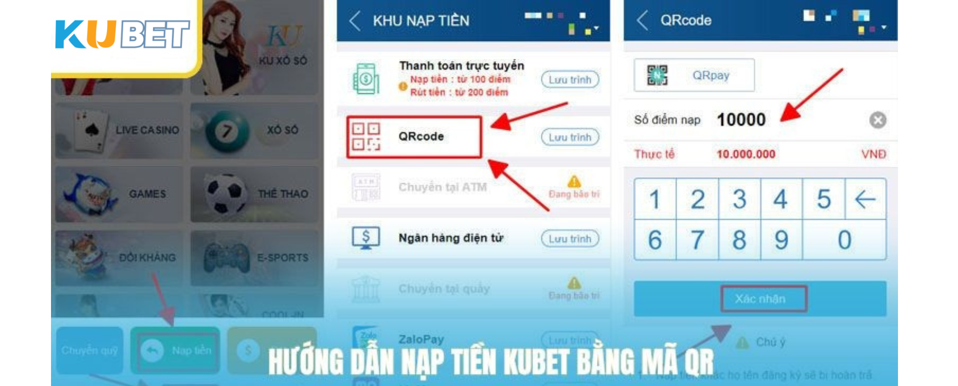 Nạp tiền để trải nghiệm game